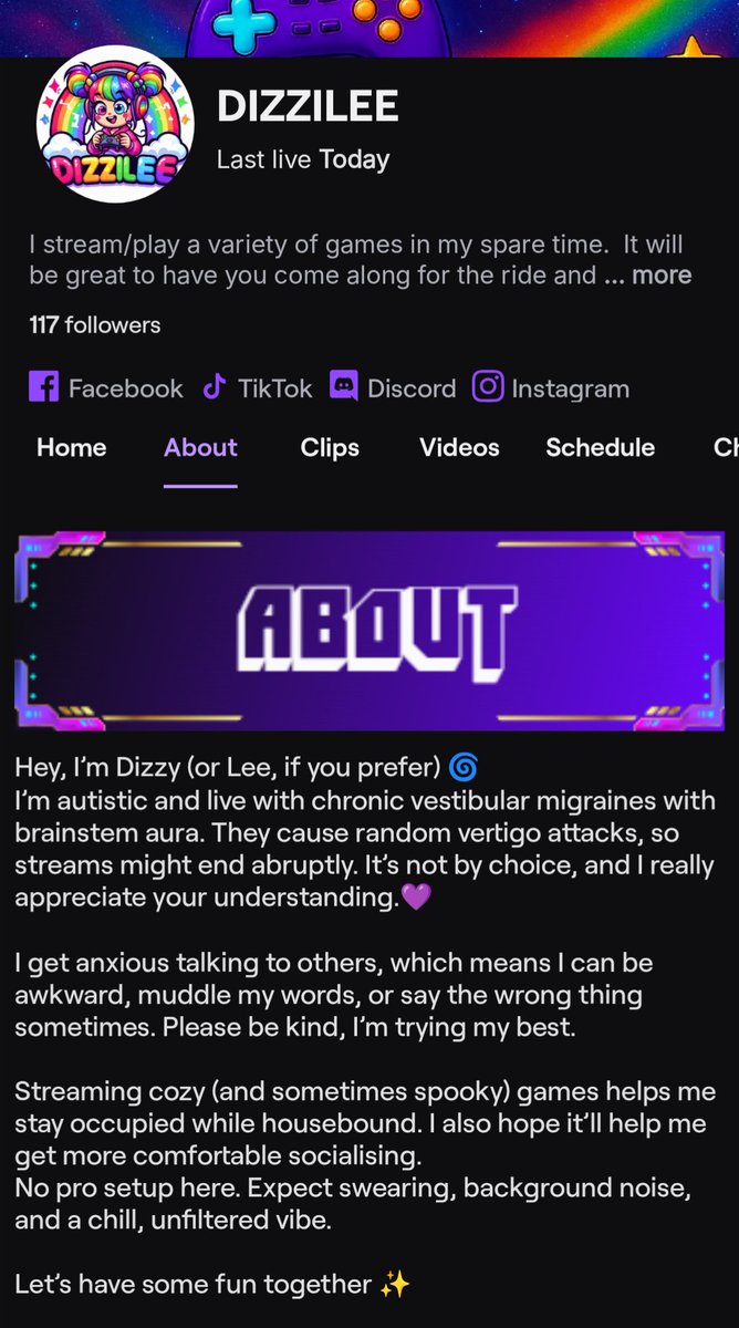 Hey everyone! 👋 I’m Dizzilee, &amp; I sometimes stream on Twitch! 🎮
Come hang out, chat, and let’s have some fun!
Just set up my X(twitter) - let’s grow together!
twitch.tv/dizzilee 
#Twitch #Gaming #NewStreamer #SupportSmallStreamers #GamingCommunity #UKGaming