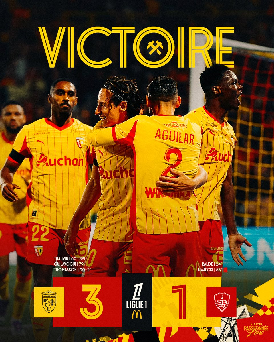 RCLens's tweet image. Bollaert et le Racing étaient 𝑐ℎ𝑎𝑢𝑢𝑢𝑑𝑠 𝑐𝑒 𝑠𝑜𝑖𝑟 🔥

Emballants et entraînants, les Lensois ont mis les ingrédients pour enflammer le public de Bollaert-Delelis et renverser leur adversaire du soir. Bravo Messieurs ! 👏

RC Lens 3-1 Stade Brestois 29

#RCLSB29
