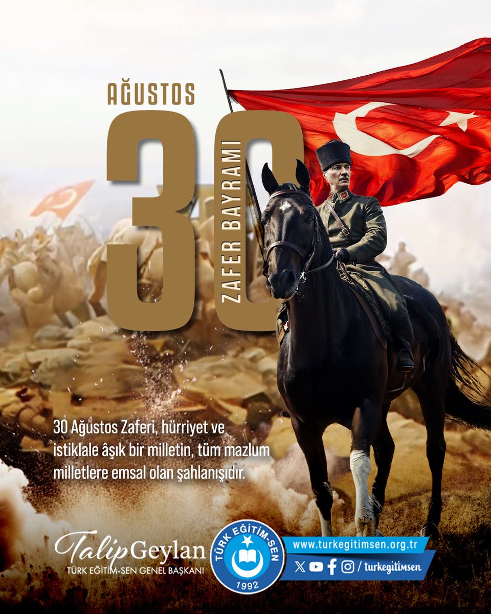 TESHOCALAR's tweet photo. ZAFER BAYRAMIMIZ KUTLU OLSUN.

🇹🇷30 Ağustos, yedi düvele karşı şahlanan milli ruhun bu topraklara silinmemecesine vurduğu istiklal mührüdür.
🇹🇷30 Ağustos, kahraman ecdadımızın tarihe karşı ‘Anadolu ebediyen Türk yurdu kalacaktır!’ haykırışıdır. https://t.co/LJKU5qWywa