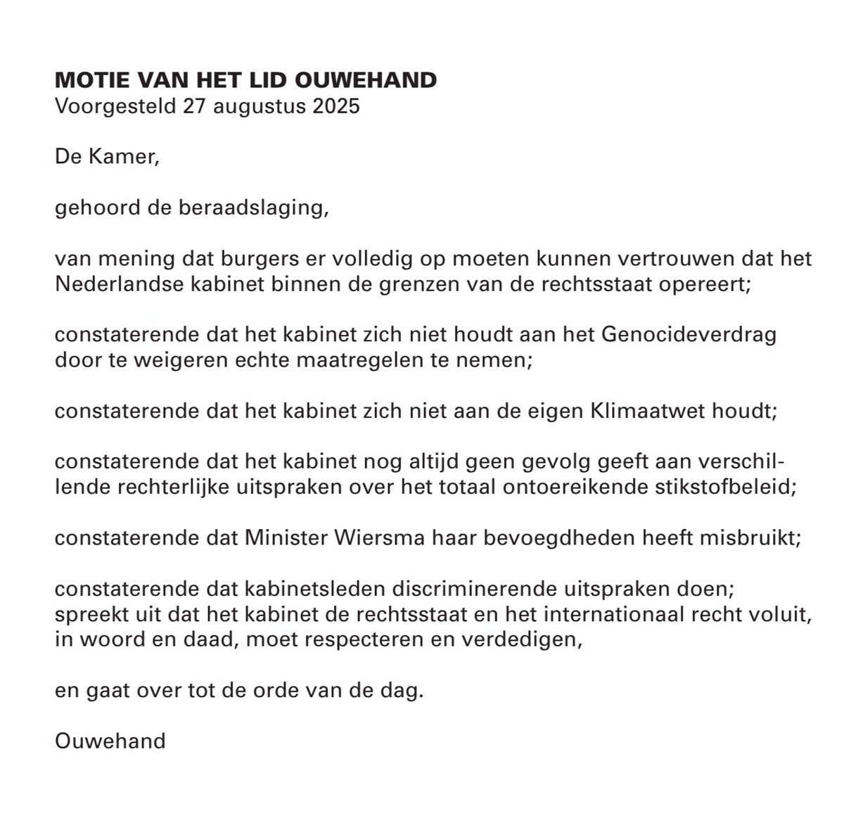 Radicale titel → ophef verzekerd.
Wie tegenstemt = ‘slecht mens’.
Maar de inhoud van de motie? Slaat nergens op en gaat over iets totaal anders.

🔴 Links: de radicale titel &amp; de gecreëerde ophef
🟢 Rechts: de daadwerkelijke inhoud van de motie

#motie #polarisatie #hypocrisie