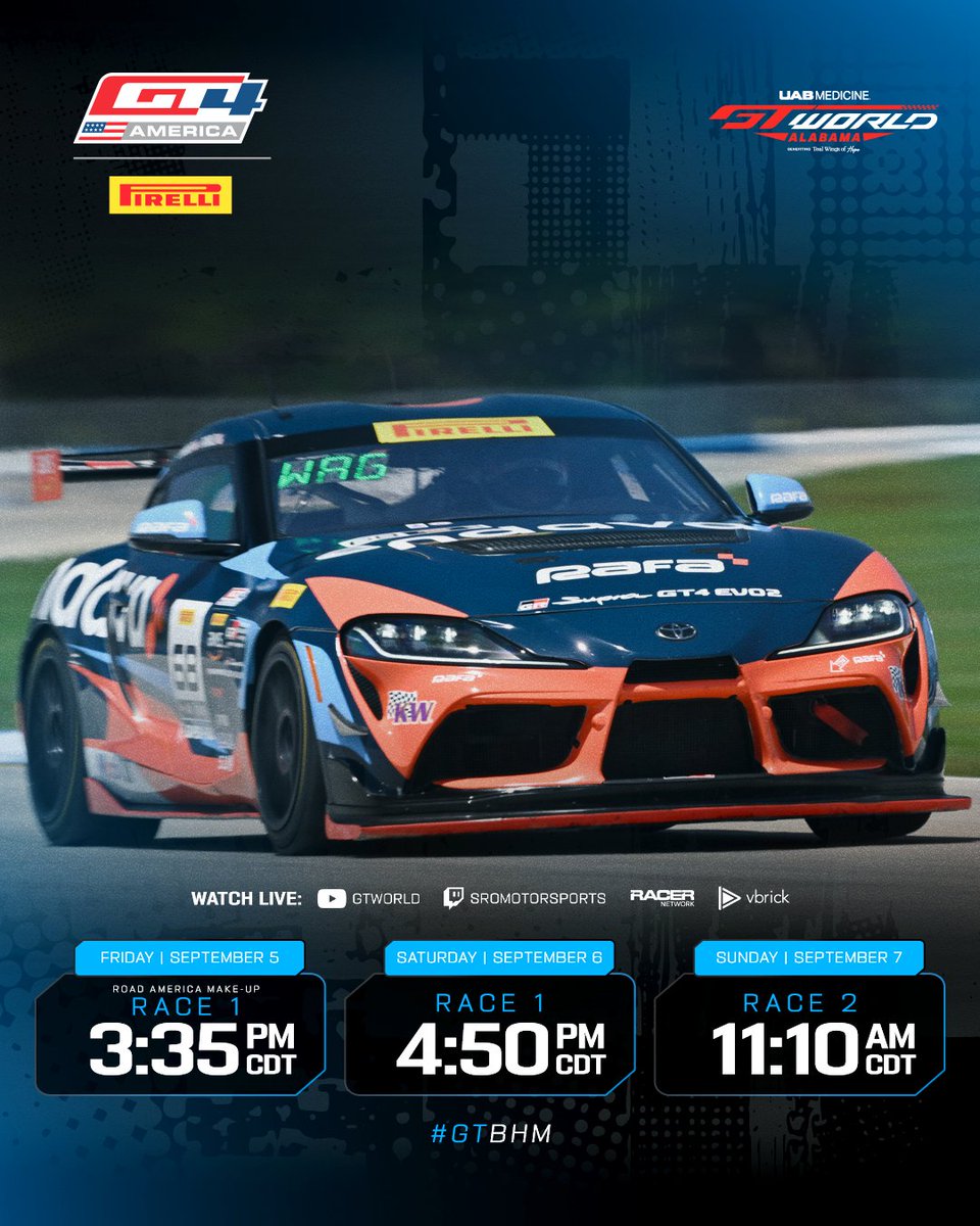 GT4America's tweet image. Race 1️⃣ is 🟢

Tune in now ⬇️
🟣 twitch.tv/sromotorsports…
🔴 youtube.com/gtworld
⏱️ gt4-america.com/watch-live

#GT4America #GTBHM