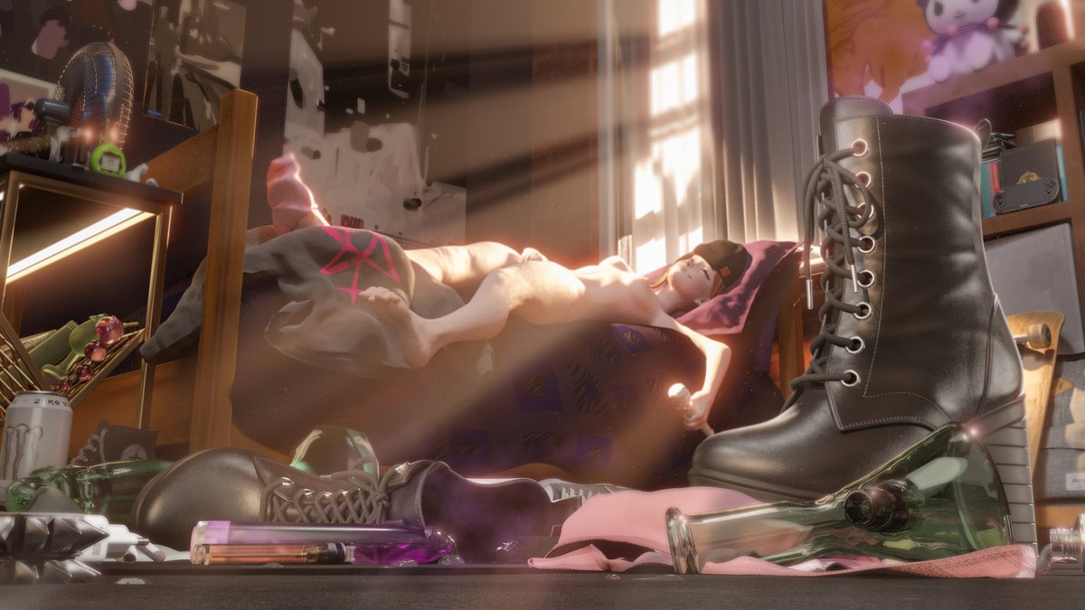 "Aww I'm so glad we got assigned together lil' dude! I hope you like living here, I even cleaned up for ya."

"Just let me take care of myself quick before I settle you in, okay? Not used to gettin up so early.."

Hours of noisy self care later, Therese finally remembered you.