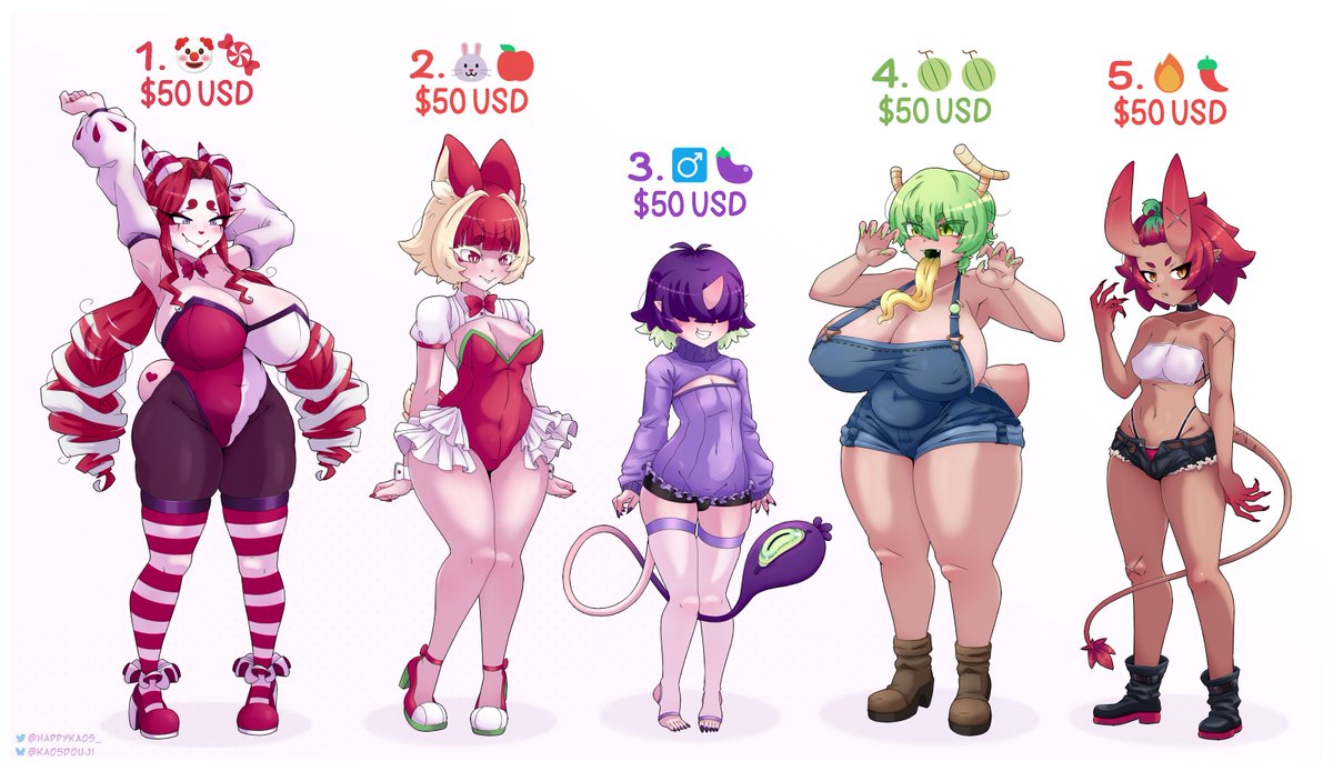 Kaos Douji ๐ (@happykaos_) on Twitter photo Have you ever thought about having your own OC in the Kaos Universe?? ๐๐
Nejire ๐ฌ, Kaede ๐, Jiro๐, Hina ๐, and Kaori ๐ถ
Five beautiful Onis for adoption! $50 USD each (Paypal) ๐ณ๐ณ๐๐
Fixed Price!! First to buy keeps the OC!!! ๐๐
Like and Retweet to help โค๏ธ๐๐๐ Have you ever thought about having your own OC in the Kaos Universe?? ๐๐
Nejire ๐ฌ, Kaede ๐, Jiro๐, Hina ๐, and Kaori ๐ถ
Five beautiful Onis for adoption! $50 USD each (Paypal) ๐ณ๐ณ๐๐
Fixed Price!! First to buy keeps the OC!!! ๐๐
Like and Retweet to help โค๏ธ๐๐๐