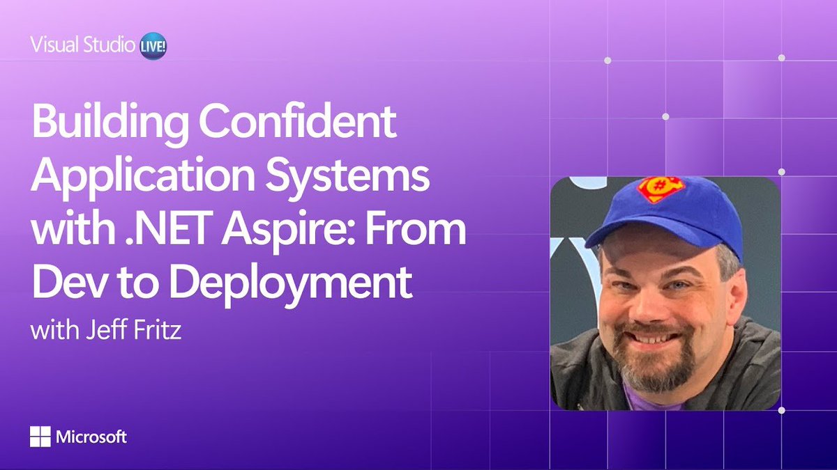 VisualStudio's tweet image. Catch the VSLive session replay and see how .NET Aspire makes building distributed apps smoother for solo devs and small teams! From scaffolding and Azure deployment to CI/CD with GitHub Actions and custom metrics—this stack’s got your back.
#dotnetAspire #CloudNative 🛠️
📺…