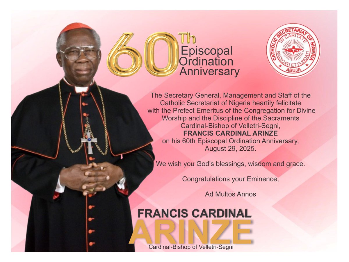 Francis Cardinal Arinze is 60 years a Bishop today. May God continue to bless and guide him 🙏🏿