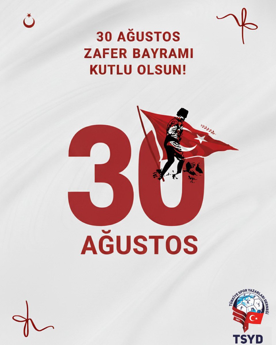 Büyük Zafer’in 103. yıl dönümünde; Gazi Mustafa Kemal Atatürk başta olmak üzere, vatan uğruna canını feda eden kahramanlarımızı minnet ve saygıyla anıyoruz.

Milletimizin bağımsızlık inancı ve kararlılığı, bugün bizlere yol göstermeye devam ediyor.

Türkiye Spor Yazarları Derneği