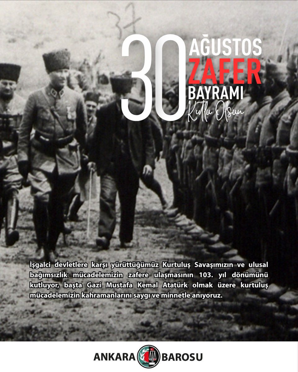 30 Ağustos Zafer Bayramı Kutlu Olsun  

İşgalci devletlere karşı yürüttüğümüz Kurtuluş Savaşımızın ve ulusal bağımsızlık mücadelemizin zafere ulaşmasının 103. yıl dönümünü kutluyor, başta Gazi Mustafa Kemal Atatürk olmak üzere kurtuluş mücadelemizin kahramanlarını saygı ve