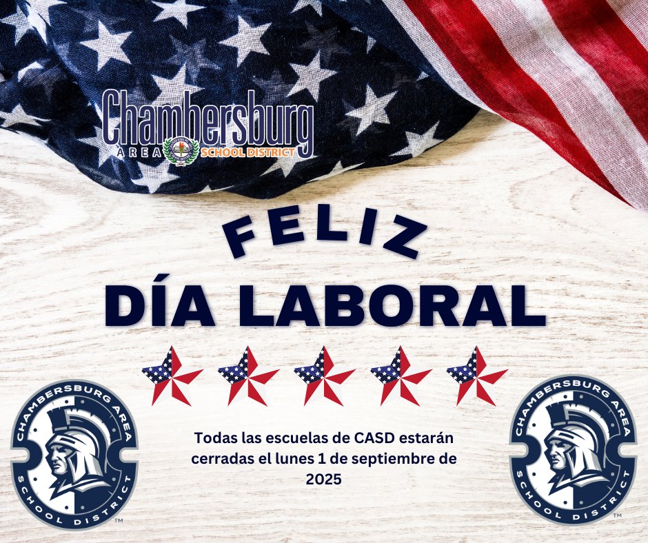 Happy Friday, CASD! What a great first week back to school it's been!

Don't forget, all schools will be closed this Monday, September 1st, for the Labor Day holiday. Enjoy the long weekend!