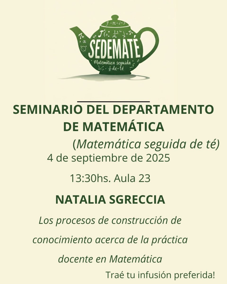 ¿Como se construye el conocimiento para la práctica docente de la matemática? - 4/9 - 13:30 h- Aula 23. Fac. Cs. Exactas, Ingeniería y Agrimensura. Pellegrini 250. Rosario.
