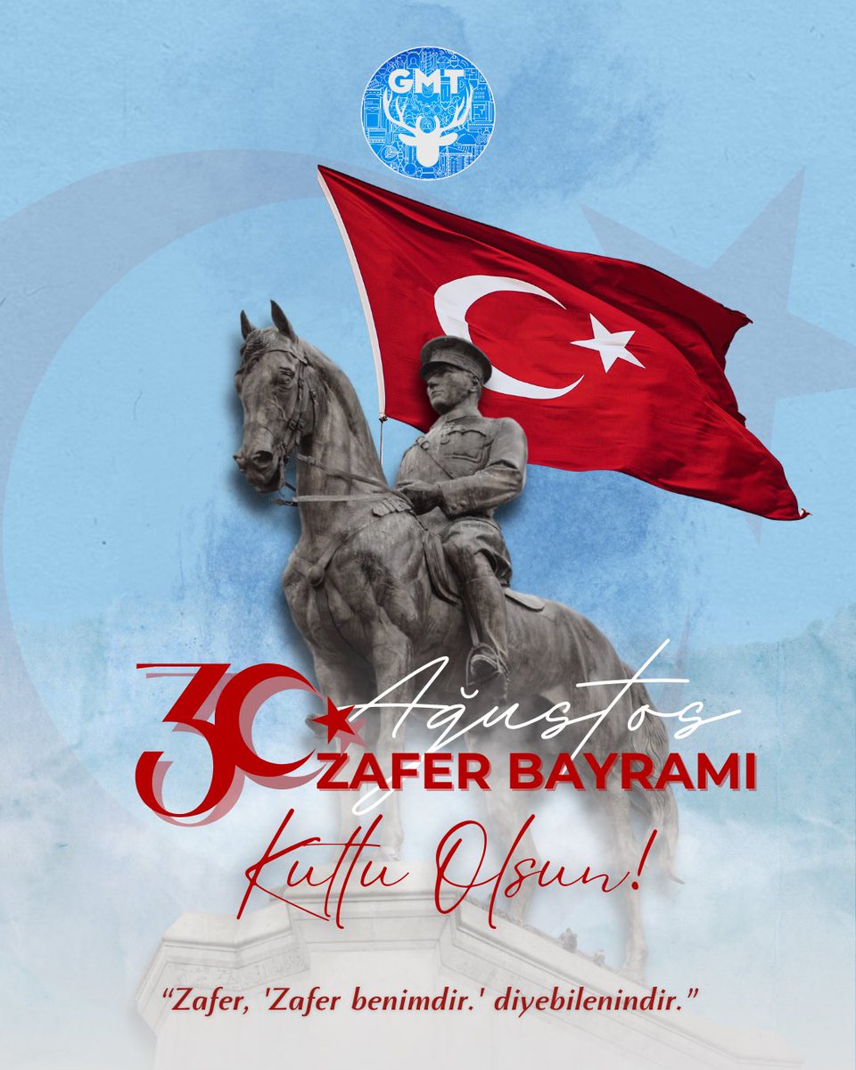 “Zafer, inananların ve vazgeçmeyenlerin olur.” 🇹🇷

103 yıl önce olduğu gibi bugün de azim, inanç ve çalışkanlıkla geleceğe yürüyoruz.

GMT ailesi olarak 30 Ağustos Zafer Bayramımız kutlu olsun! ✨️