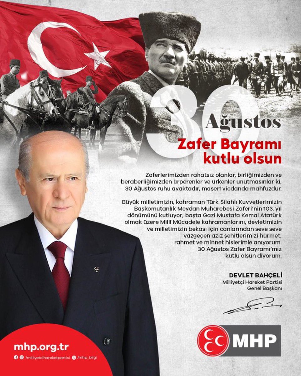 30 Ağustos Zafer Bayramı kutlu olsun