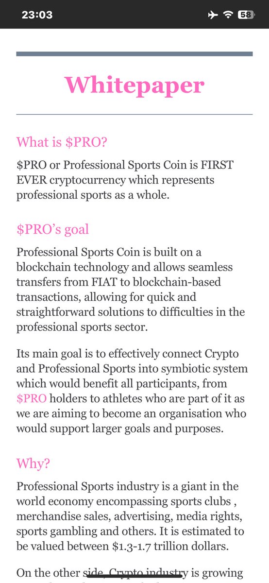 Our #Whitepaper is now avalaible! 

We keep delivering on our promises as well as necessary things for #project to grow and become a sustanaible #organisation. 

Let’s go $PRO! 

#pro #sports #crypto #blockchain #ethereum #eth #coin #token #gem #blockbuster #gains #cryptocurrency