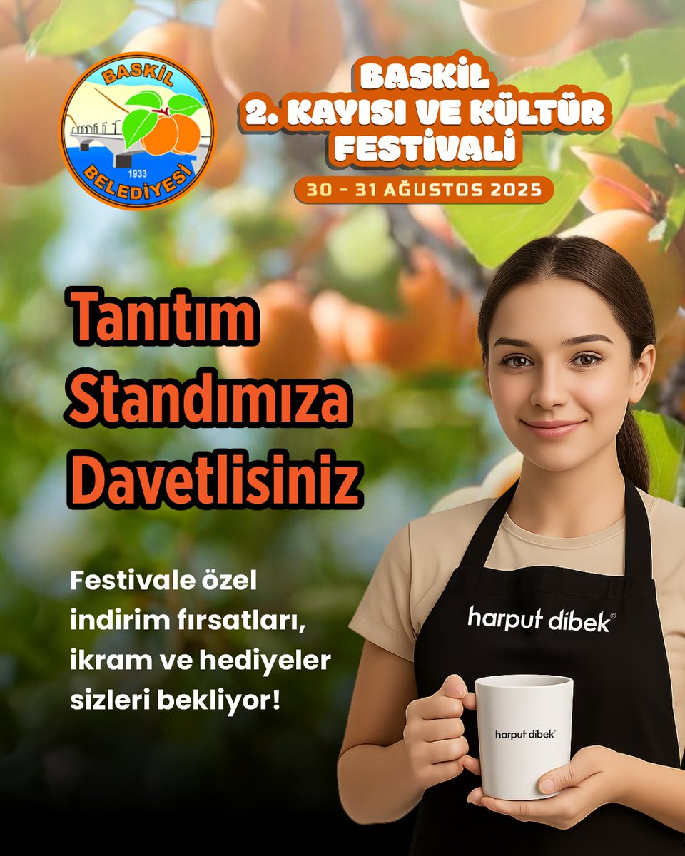 Harput Dibek markası olarak biz de Baskil   2. Kayısı ve Kültür Festivali'nde olacağız. Festivale özel indirim fırsatları, ikram ve hediyeler için sizi de tanıtım standımıza bekliyoruz!

#elazığ #baskil #kayısıfestivali #harputdibek #enlezzetlikahve