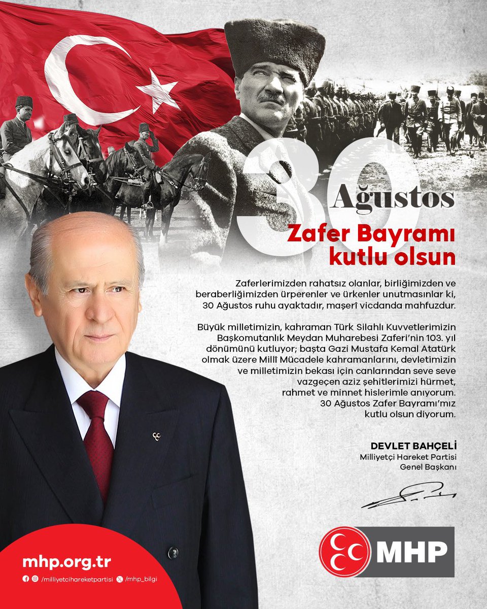 30 Ağustos Zafer Bayramı kutlu olsun