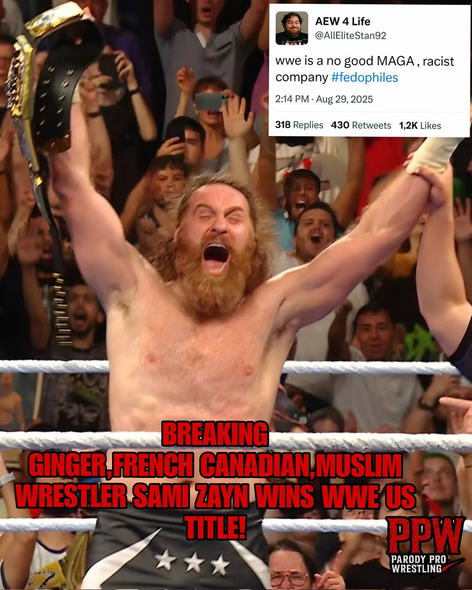 ParodyPro's tweet image. Breaking!

Sami Zayn wins WWE U.S title in France.

Congratulations Sami on the historic win.

#wwe #Smackdown #SamiZayn #ustitle #wwefrance #wweuniverse