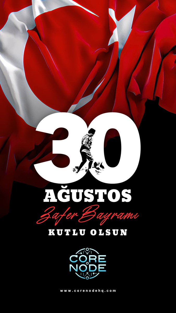 corenodeHQ's tweet image. 30 Ağustos Zafer Bayramı kutlu olsun! 🇹🇷
Bu zafer, cesaretin, inancın ve bağımsızlık aşkının en büyük destanıdır. Gazi Mustafa Kemal Atatürk ve silah arkadaşlarını, vatan toprağını canları pahasına koruyan tüm kahraman şehitlerimizi ve gazilerimizi rahmet ve minnetle anıyoruz.