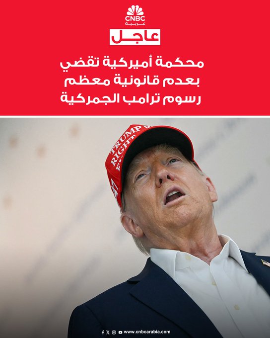 محكمة استئناف أميركية، تقضي الجمعة 29 أغسطس،/ آب، بعدم قانونية معظم رسوم دونالد ترامب الجمركية. قرار المحكمة تناول بالأساس ما سماه ترامب بالرسوم الجمركية "المتبادلة" التي فُرضت في إطار حربه التجارية في أبريل/ نيسان، بالإضافة إلى مجموعة منفصلة من الرسوم الجمركية التي فُرضت في فبراير/ شباط على الصين وكندا والمكسيك. لا يؤثر القرار على الرسوم الجمركية الصادرة بموجب سلطة قانونية أخرى، مثل رسوم ترامب الجمركية على واردات الصلب والألومنيوم. من المتوقع على نطاق واسع استئناف القضية أمام المحكمة العليا الأميركية #عاجل 