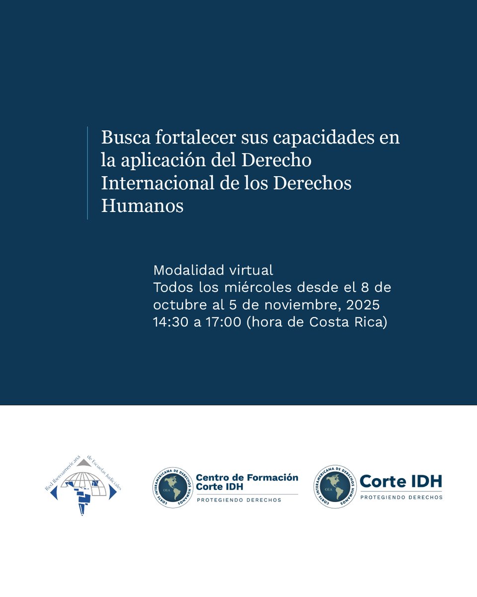 📚 II Curso: Actualización sobre la jurisprudencia de la Corte Interamericana de Derechos Humanos

Dirigido a jueces y juezas de la región, este programa busca fortalecer sus capacidades en la aplicación del Derecho Internacional de los Derechos Humanos.

🖥️ Modalidad virtual
📅