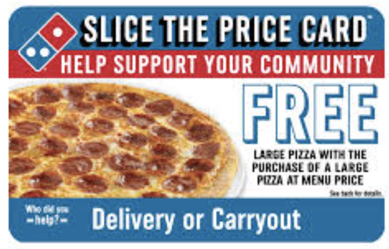 Eat pizza. Not banners!  It's not too late to support CMS and your fierce pizza habit.  Follow this link to get your Slice the Price card: buy.dominos.cards/bigbl
The card pays for itself the first time you use it.