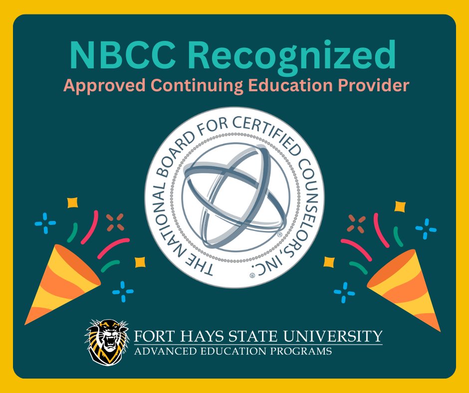 FHSU Advanced Education Programs is proud to be recognized as an NBCC Approved Continuing Education Provider (ACEP)! We are excited for the new opportunities ahead for our students.