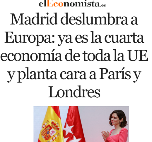Madrid ya es una de las 4 grandes economías de Europa, tras superar a la capital de Alemania, Berlín.

Es lo que pasa cuando rebajas impuestos, creas estabilidad y te abres al mundo mientras otros se dedican a levantar barreras lingüísticas y montar follones y republiquetas.