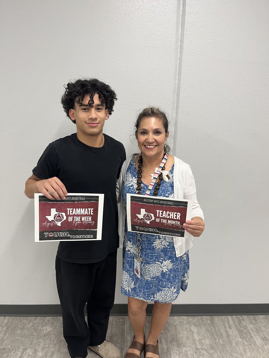 Bastrop Bears Hoops (@bhsbearhoops) on Twitter photo Senior Rydan Alvarez who was chosen by his teammates as teammate of the week presenting Mrs. Bailey with her teacher of the Month Award for August.
We are coming together as a team and Putting in the work on the court and weight room. Changing our mentality #1-0
#Tough&Together Senior Rydan Alvarez who was chosen by his teammates as teammate of the week presenting Mrs. Bailey with her teacher of the Month Award for August.
We are coming together as a team and Putting in the work on the court and weight room. Changing our mentality #1-0
#Tough&Together