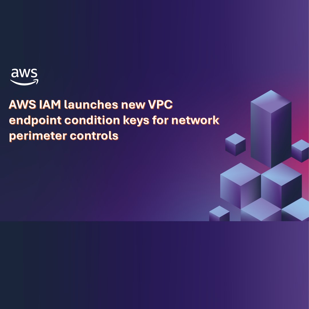 AWSIdentity's tweet image. 🆕 AWS IAM launches new VPC endpoint condition keys for network perimeter controls. 👉 go.aws/4oWDdVo