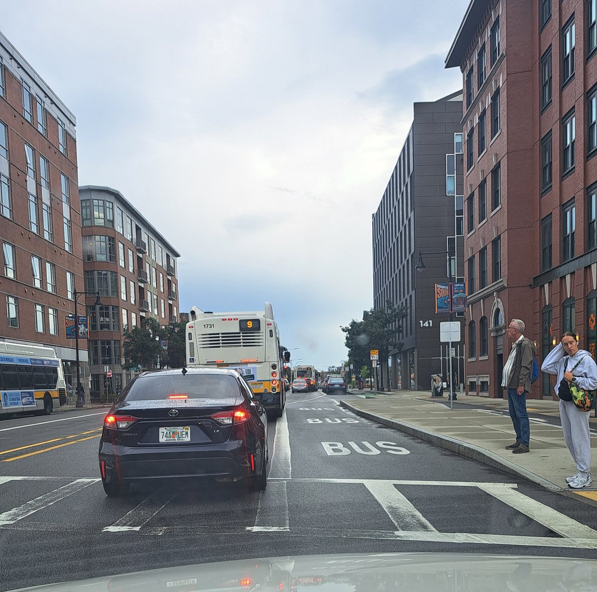 I call this one "bus lane clear, bus in car lane, and traffic backed up to previous light".