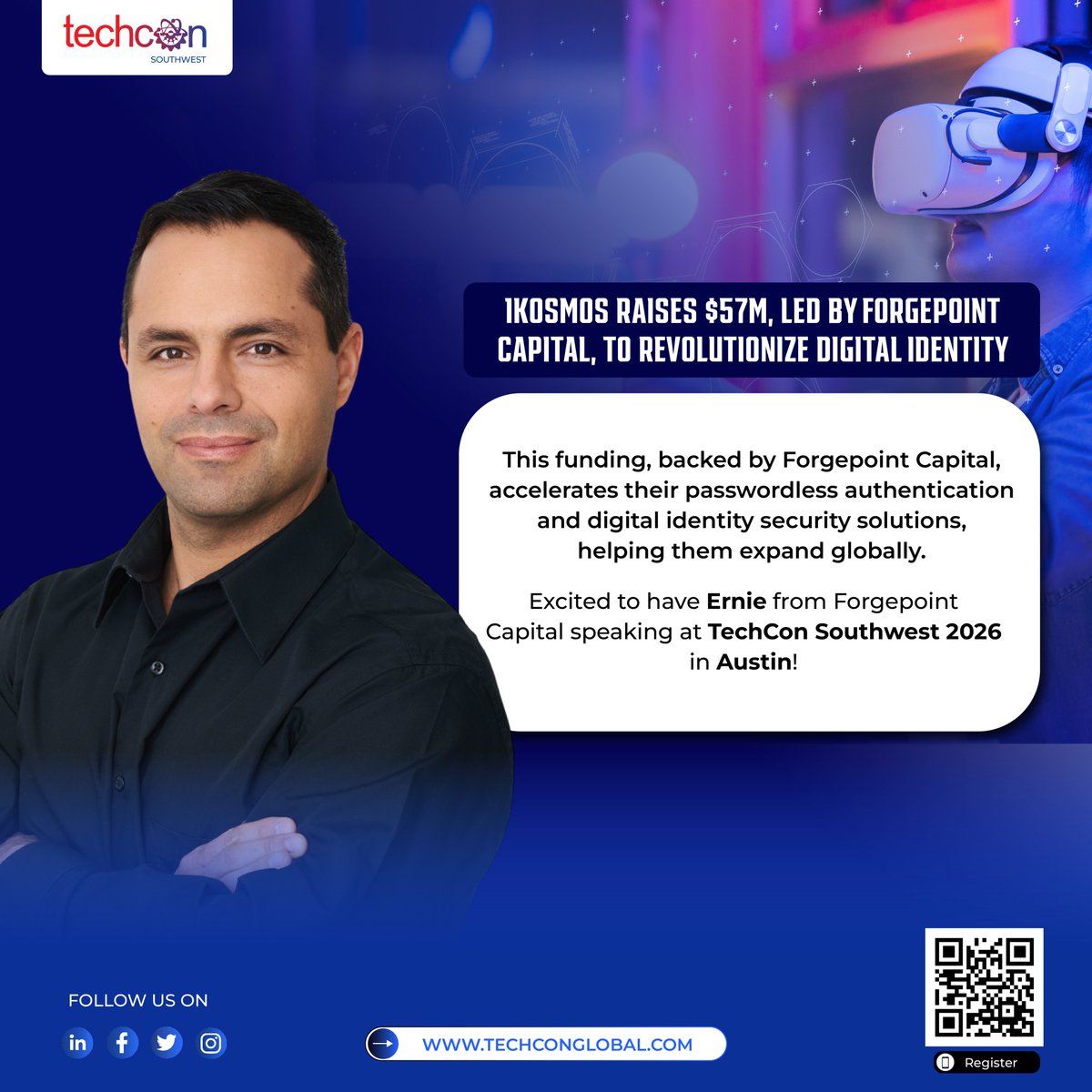 TechCon_Global's tweet image. 🔐 Digital identity just leveled up!

1Kosmos raises $57M (led by Forgepoint Capital) to transform passwordless authentication.

Catch Ernie from Forgepoint Capital at TechCon Southwest 2026 in Austin!

Read → bit.ly/3JviAj4

#TechConSouthwest #Cybersecurity #TechCon