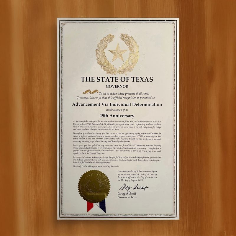Heading into #LaborDay weekend, we’re celebrating the educators + partners who make AVID possible everywhere.

This week, Texas honored AVID’s 45 years of impact—a recognition of the ripple effect YOU create in classrooms + communities across the globe. 💙

#AVIDImpact #MyAVIDWhy