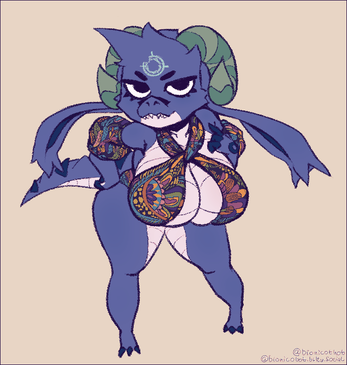 Here's a doodle of <a href="/LeafFutaLeafeon/">Momma Leaf (Summer Edition)🔞</a>'s Atlyss Kubold, Memi!