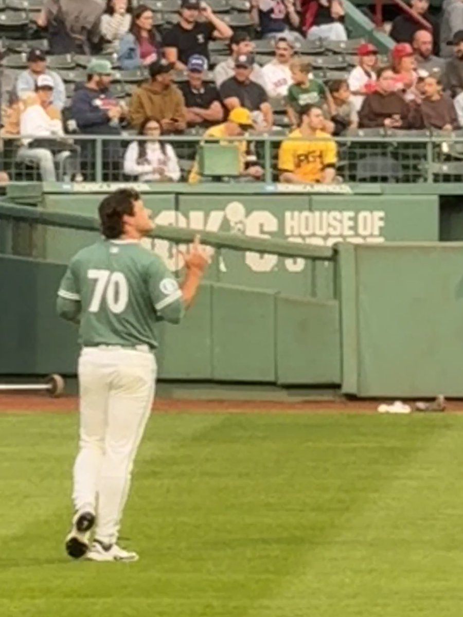 He just looked around the entire field. Looked up to his sky and did I love you in sign language, probably for his mother. 

Go get em, kid.