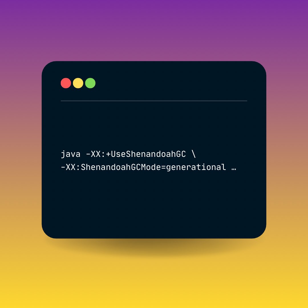 devops_thiago's tweet image. 🚀 Java 25 (LTS) makes Generational Shenandoah (JEP 521) official!
✅ Better performance for short-lived objects
✅ Proven stable in demanding workloads
✅ Easier to enable (no experimental flag)
-XX:+UseShenandoahGC -XX:ShenandoahGCMode=generational
#Java25 #JEP521 #JavaDev…