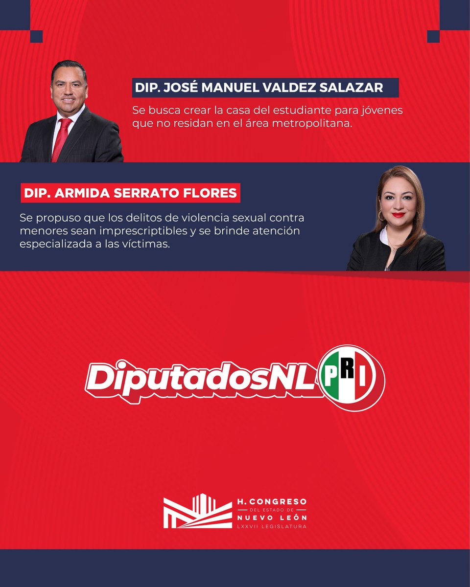 Con responsabilidad y entrega, la Bancada del PRI trabaja día a día por un Nuevo León mejor.
