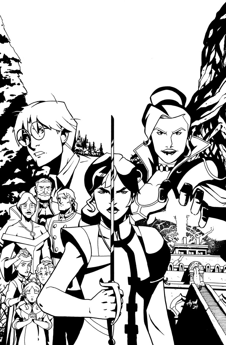 I can't wait for people to check this book out! 

Here is the cover with the finished inks. Process video coming soon!
#criticalrole #thelegendofvoxmachina #amazonprime #darkhorsecomics #art