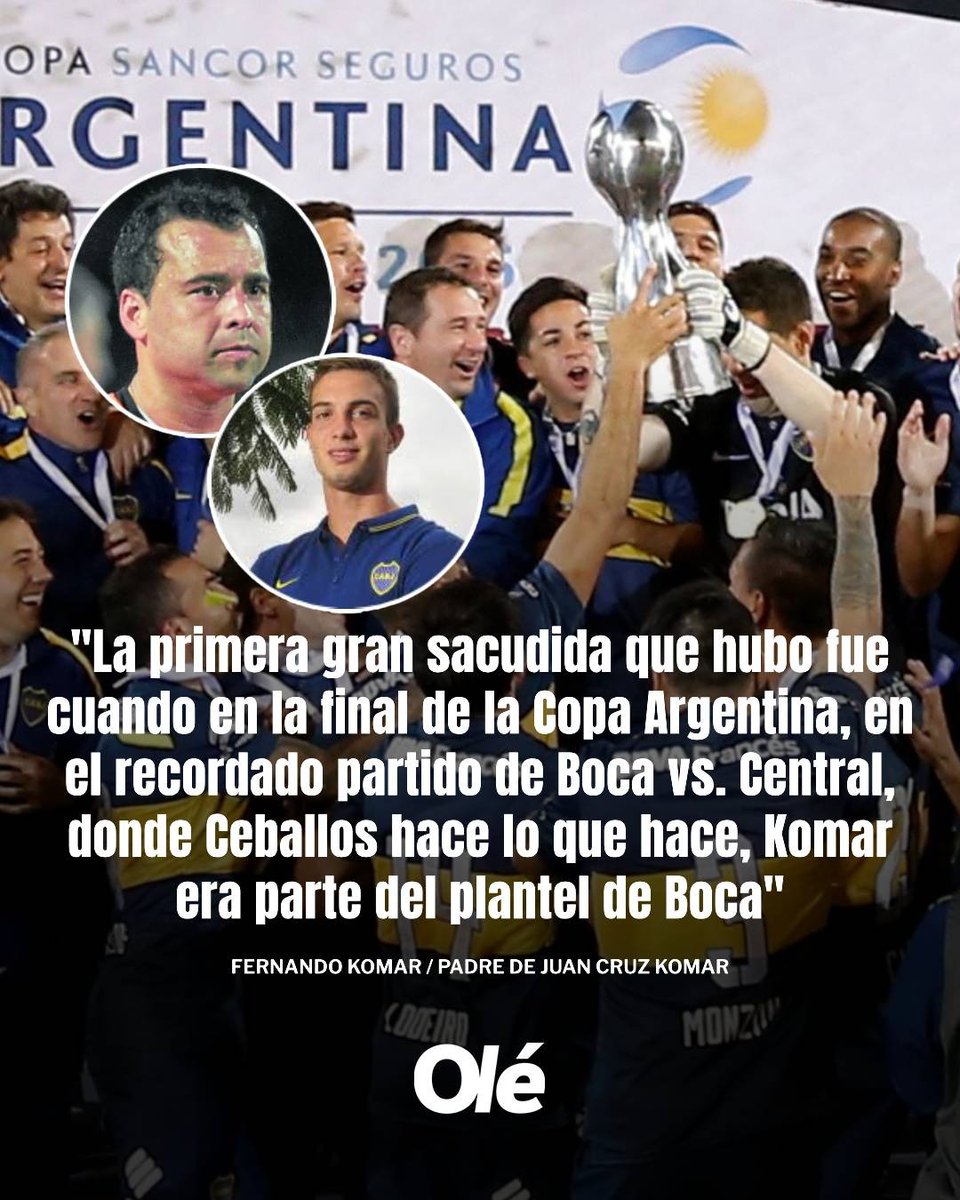 DiarioOle's tweet image. 🔍💬 JUAN CRUZ KOMAR EN LA FINAL DE COPA ARGENTINA VS. ROSARIO CENTRAL: &quot;YO NO VOY A RECIBIR NINGUNA MEDALLA PORQUE ESTO FUE UN ROBO&quot;

El padre del actual jugador del Canalla habló sobre la decisión de su hijo de no recibir la medalla y la postura que tomó Tévez, capitán del…