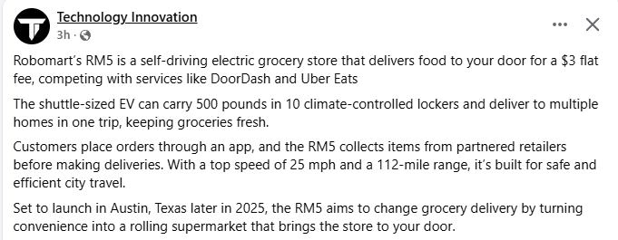 CyberpunkTTRPG's tweet image. Self-Driving Delivery Robot Brings Groceries To Your Door Just A $3 Flat Fee #DeliveryRobot #MobileStore #Groceries #Cyberpunk #TTRPG #RPG