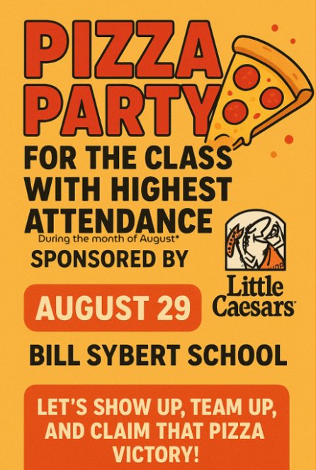 DianalopCIS_BSS's tweet image. Shoutout to Mr. Carrillo&apos;s 4th pd class-Student Leadership that won this challenge with 99.37% attendance for the month of August. 🏆🙌🎉
You crushed it with only ONE absence for the whole month!
Your reward? A pizza party Sponsored by @littlecaesars 🍕Way to go Scorpions! 🦂