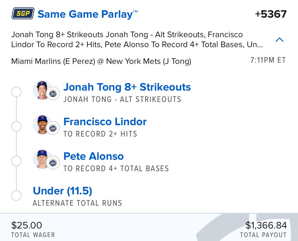 Metsman Mets Lay ( keep in mind Jonah 1st start and I’m projecting 8)