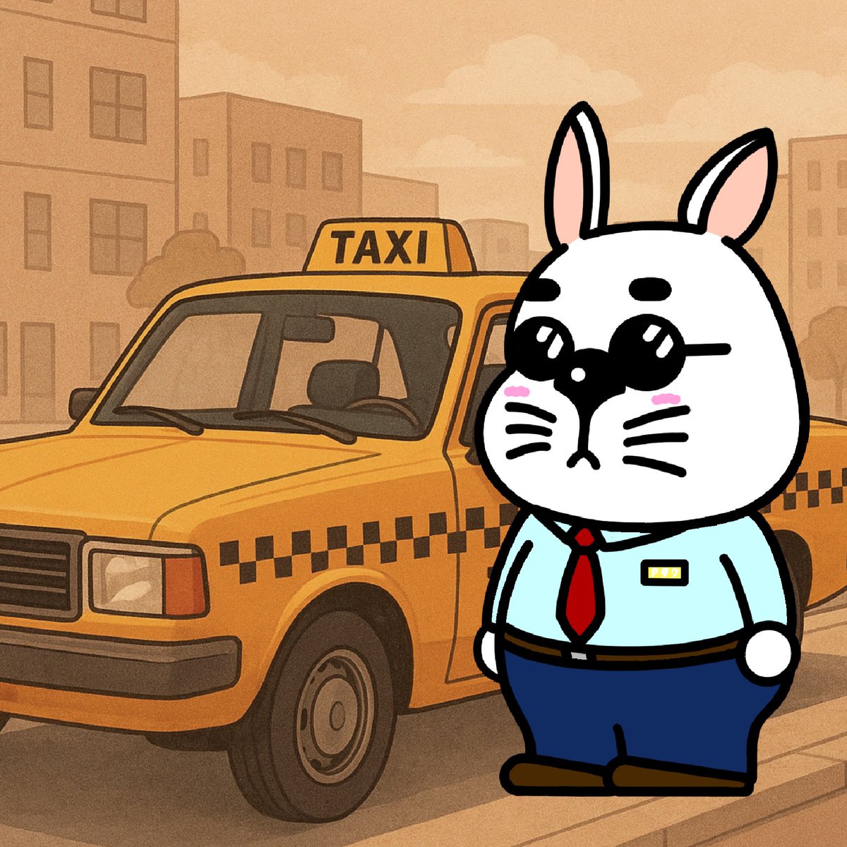 おはようございます
ウサギタクシー
どっかのお店で使ってくれないかな👀
#イラスト #キャラクター
#ウサギ　#タクシー