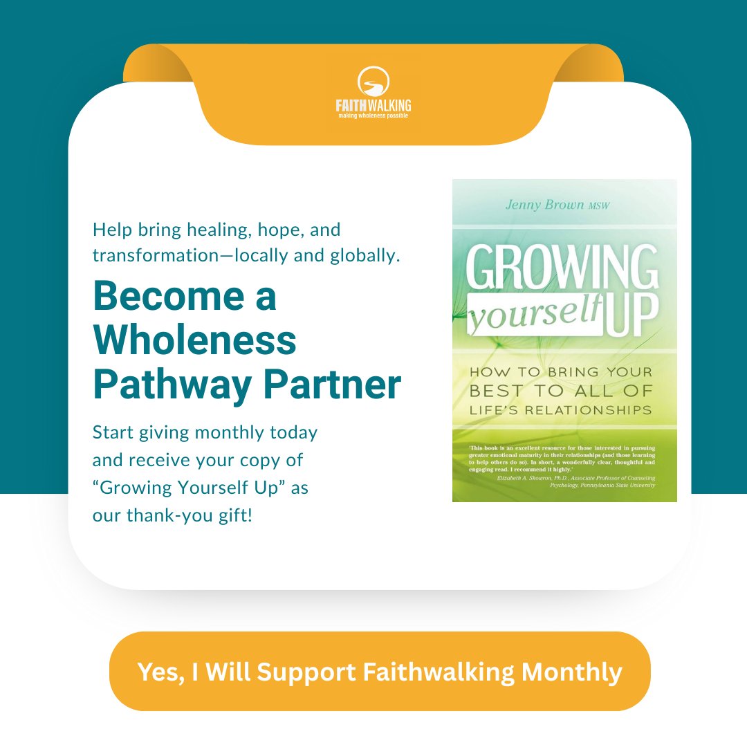 faithwalking_us's tweet photo. Want to make an impact but not sure where to start?

Become a Wholeness Pathway Partner and help bring healing, hope, and transformation—locally and globally.

Thank-you gift: Growing Yourself Up by Jenny Brown

https://t.co/o7QpPzH7dF https://t.co/FvZrpXmXqf