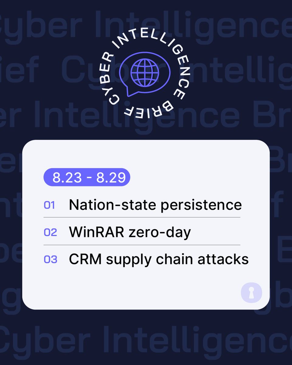 🚨 The latest Cyber Intel Brief is here! 🚨

Key takeaways this week:
💣 Chinese APTs exploited 6 CVEs across Cisco, Ivanti &amp; Palo Alto gear hitting 600+ orgs
🛠️ Russian FSB (Static Tundra) deploying SYNful Knock via Cisco Smart Install
📂 WinRAR &amp; Citrix zero-days under mass