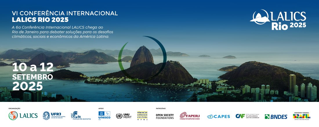 pietrobelliC's tweet photo. Artificial Intelligence in Latin America: what policy research do we need? Join our panel at LALICS 2025 Rio de Janeiro on 9 September with @IADB and @UNESCO Chair at @UNUMERIT 

El Banco Interamericano de Desenvolvimento, a Cátedra UNESCO de Ciência, Tecnologia e Inovação para o Desenvolvimento Sustentável e a Rede Lalics convidam para o Workshop “Políticas de IA na América Latina e no Caribe”, a se realizar dia 9 de setembro, às 14 horas, na sala 203 do IE-UFRJ/Rio de Janeiro (convite em anexo). O workshop faz parte das atividades pré-Conferência Lalics Rio 2025. Neste dia e horário, a secretaria da conferência já estará funcionando no Salão Vermelho do Palácio Universitário, para quem quiser fazer seu credenciamento antecipadamente.

=============

El Banco Interamericano de Desarrollo, Cátedra UNESCO de Ciencia, Tecnología e Innovación para el Desarrollo Sostenible y la Red Lalics invitan al  
Workshop “Políticas de IA en América Latina y el Caribe”, que se celebrará el 9 de septiembre a las 14:00 h en la Sala 203 del IE-UFRJ/Río de Janeiro (invitación adjunta). El taller forma parte de las actividades previas a la Conferencia Lalics Río 2025. Ese mismo día y a esa hora, la secretaría de la conferencia estará abierta en el Salón Rojo del Palacio Universitario para quienes deseen inscribirse con antelación.