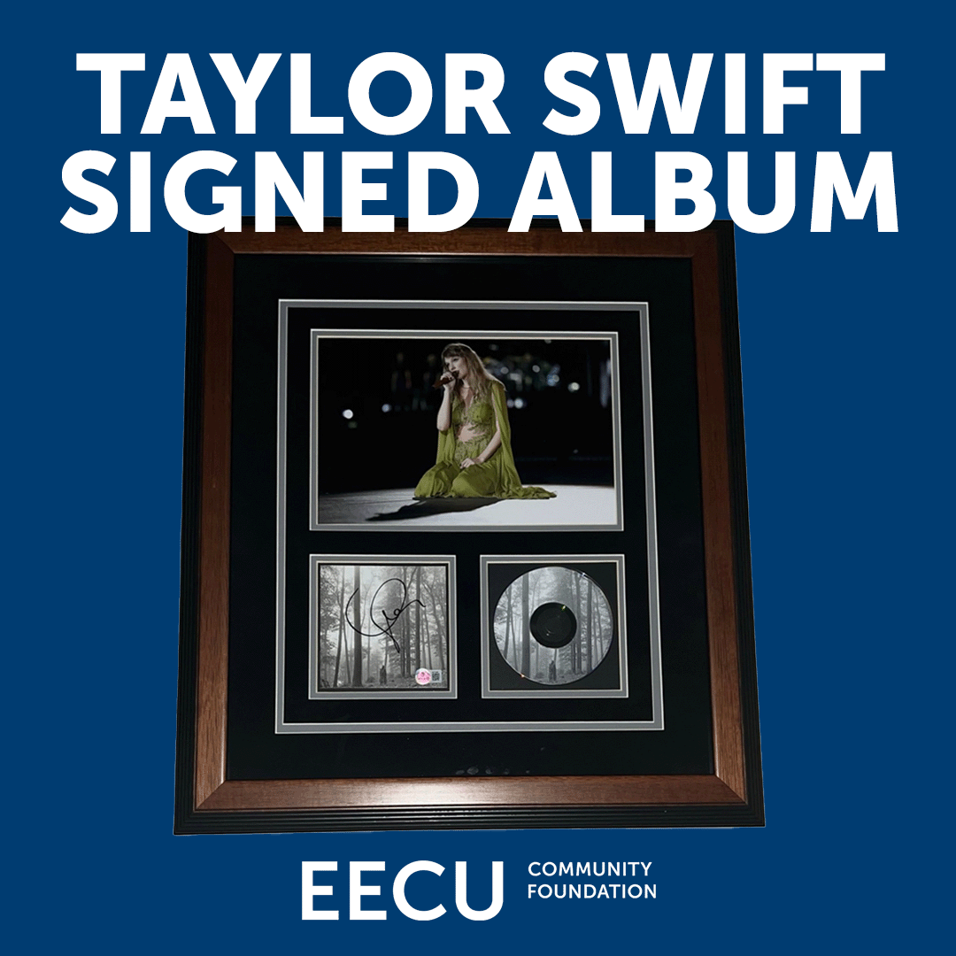 EECUFoundation's tweet photo. Only a few hours left to bid on a signed #taylorswift #folklore album! 

Bid on travel packages, tickets to an upcoming improv show, signed sports memorabilia, jewelry, and more in our Silent Auction benefitting @CookChildrens.  

https://t.co/FEbAHAmXRN https://t.co/pW7dSjr61o