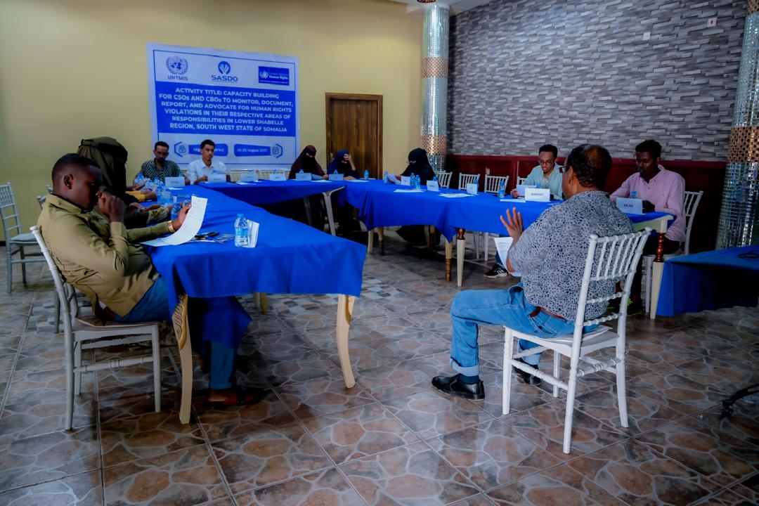 Sasdosom's tweet image. Day 2: #SASDOSOM in partnership with #UNTIMS 3-day Capacity Building Workshop!

In wednessday, CSOs &amp;amp; CBOs in Lower Shabelle are enhancing their skills to monitor, document, report &amp;amp; advocate for human rights violations.

#HumanRights #CapacityBuilding #LowerShabelle #Somalia