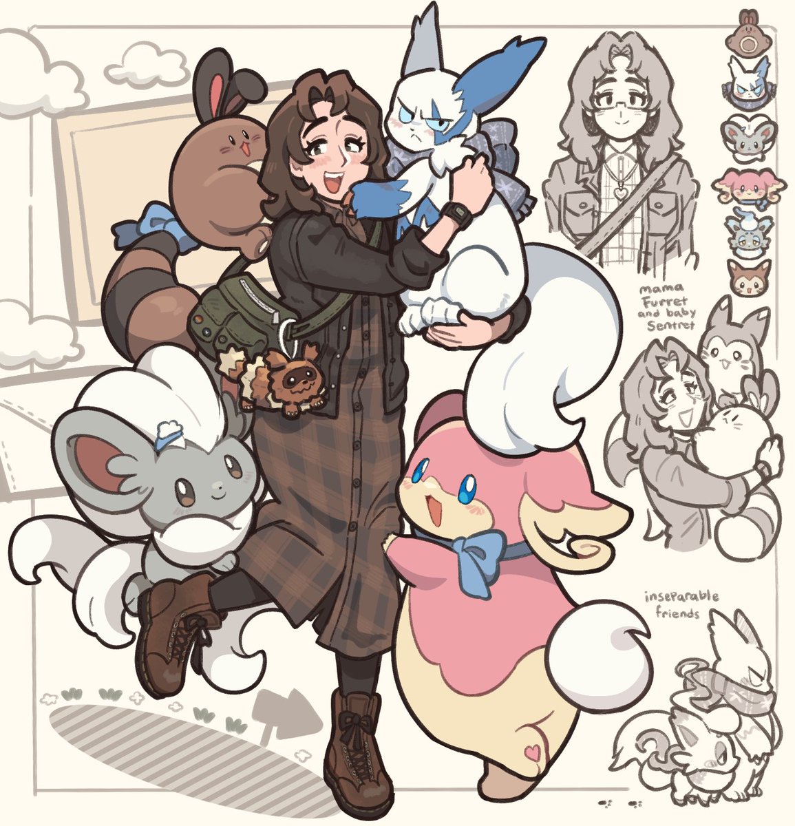 i drew myself as a pokemon trainer...!!! a normal type specialist of some kind