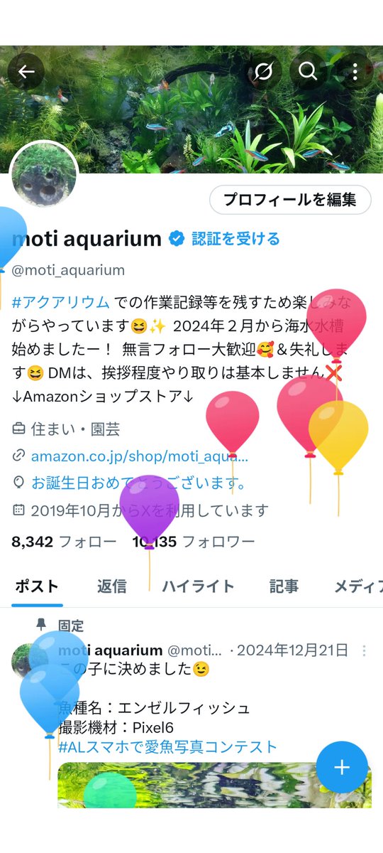 moti_aquarium's tweet photo. 今日は、風船の日😉 https://t.co/FdjxFSku3Q