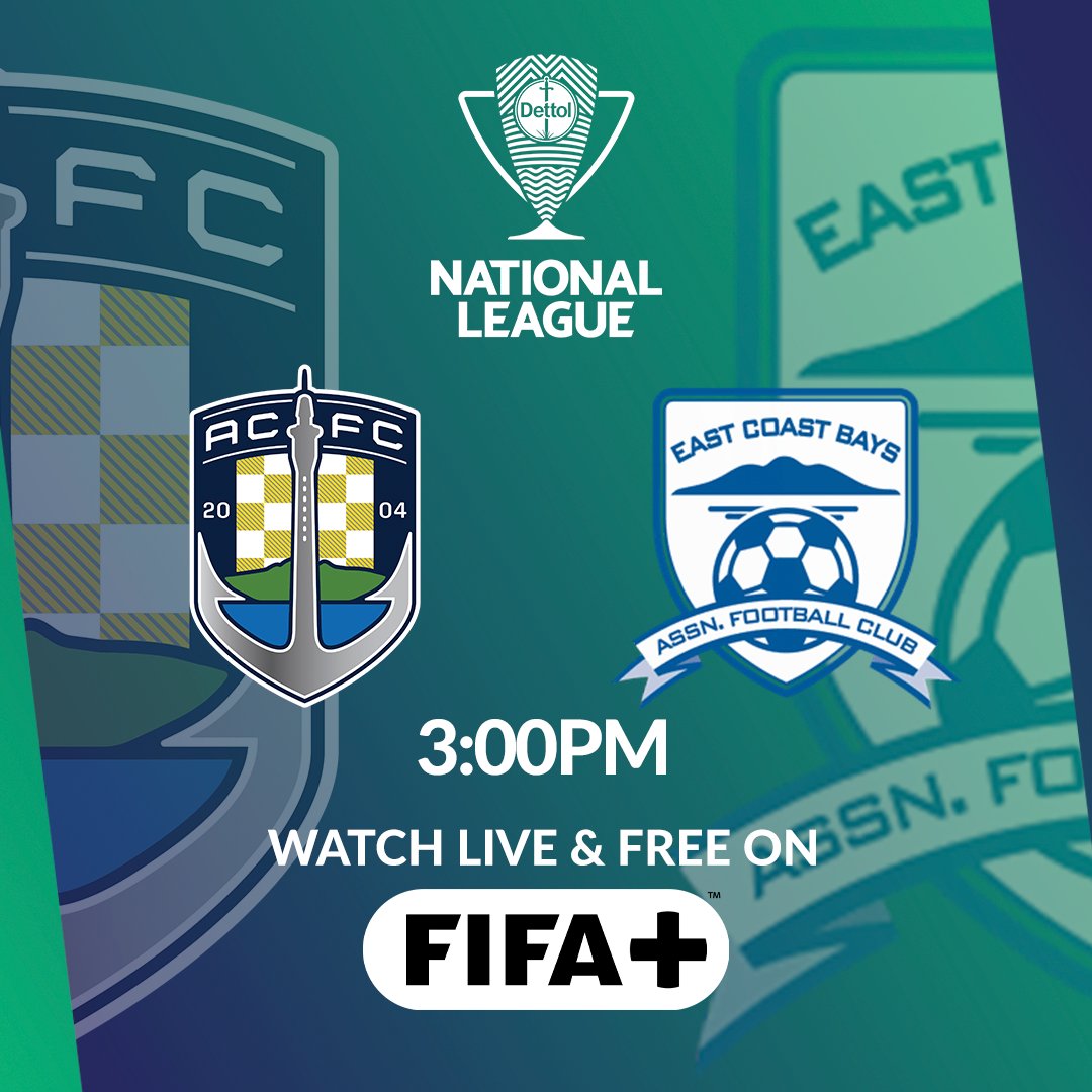 Dettol Northern League | R22

<a href="/AucklandCity_FC/">🇳🇿 Auckland City FC</a> ⚔️ <a href="/ECBAFC1959/">East Coast Bays AFC</a> 

Both teams will fight for a spot in the Dettol National League Championship 🔥

Watch it live and free on FIFA+ plus.fifa.com/en/content/auc…