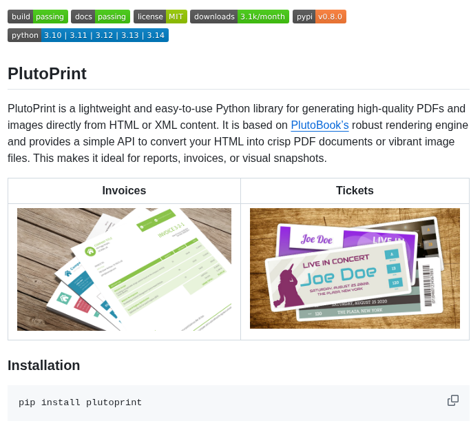 tom_doerr's tweet image. generate PDFs and images from HTML with Python