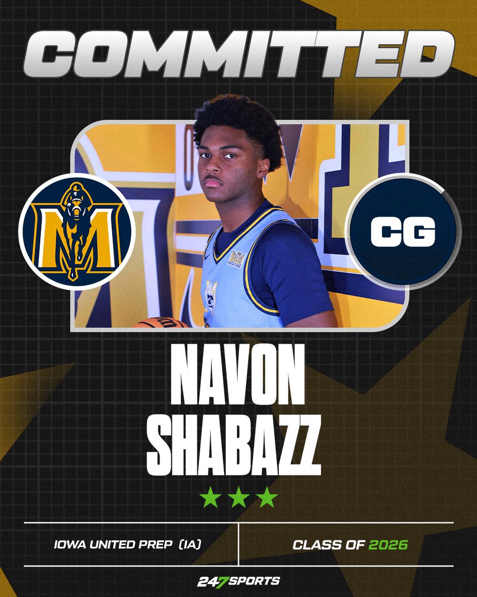 Navon Shabazz, a three-star 2026 recruit out of Norwalk (IA) Iowa United Prep, has committed to Murray State, a source tells <a href="/247Sports/">247Sports</a>. 

Was previously committed to Iowa. 
247sports.com/player/navon-s…